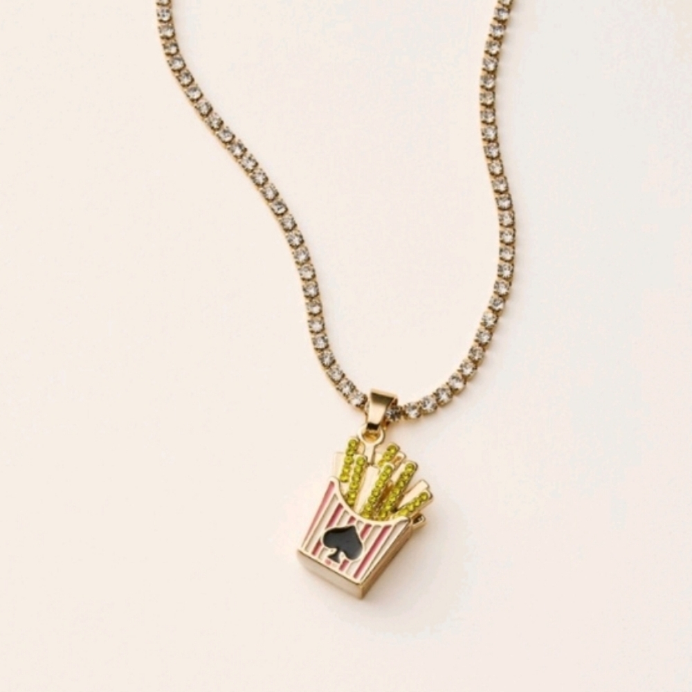 NWT Kate Spade x Target French Fry Charm Tennis Necklace in Gold